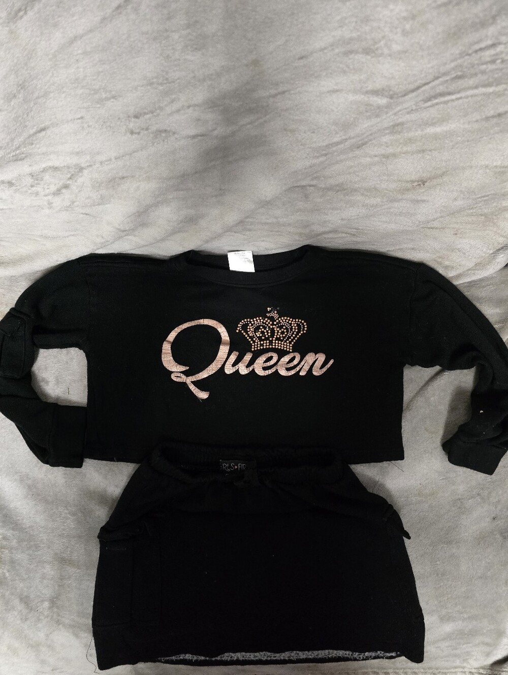 Queen Foil-Print Black Girls' Long Sleeve Top Girls First
